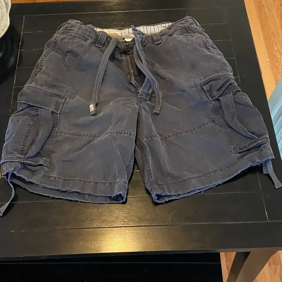 Abercrombie & Fitch dark blue Y2K men’s cargo shorts , size 36 waist - Picture 1 of 7